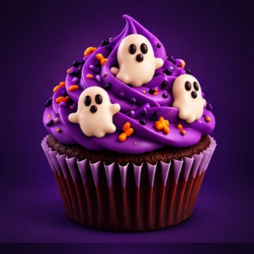 Ghost Party cupcake, 128 tile in Halloween 2048 Cupcakes