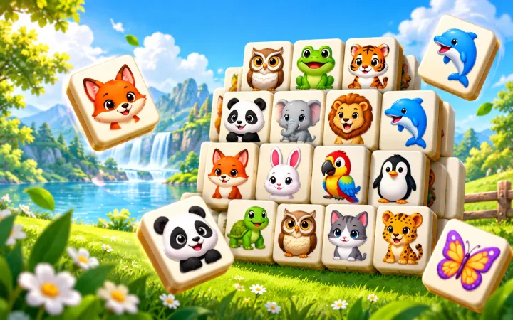 Animal Mahjong layered tile board