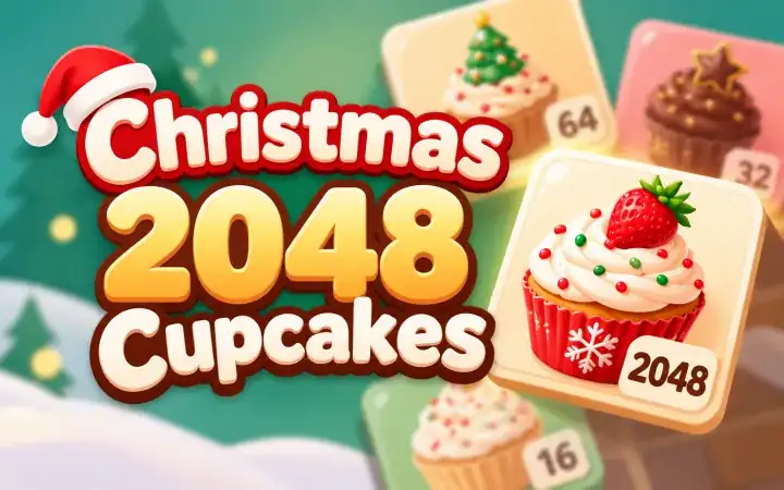 Cupcakes on a warm caramel 2048 board