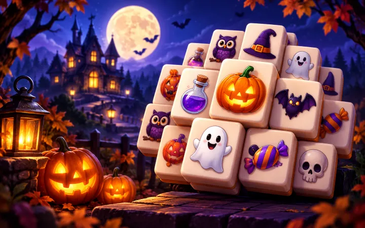 Halloween Mahjong layered tile board