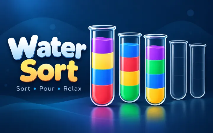 Glass tubes filled with coral, blue and gold water beside an empty tube